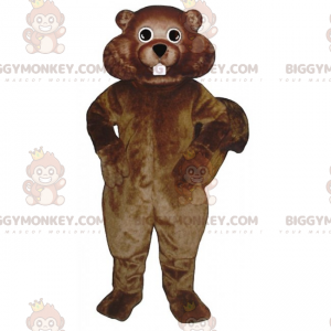 BIGGYMONKEY™ Mascot Costume Brown Rodent With Big White Teeth -