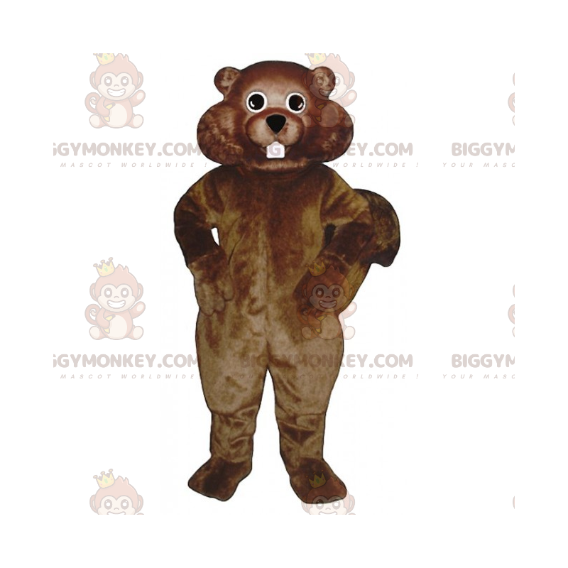 BIGGYMONKEY™ Mascot Costume Brown Rodent With Big White Teeth -