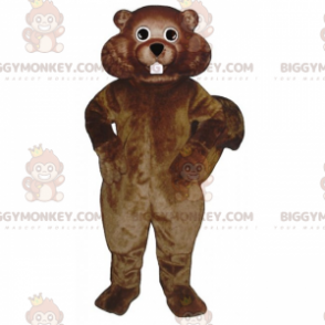 BIGGYMONKEY™ Mascot Costume Brown Rodent With Big White Teeth –