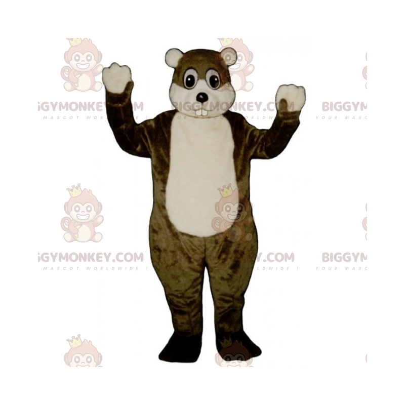 Braun-weißes Nagetier-BIGGYMONKEY™-Maskottchen-Kostüm -