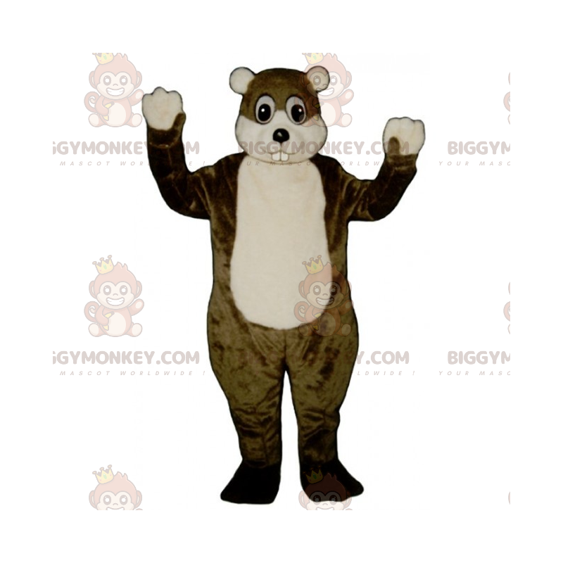 Costume de mascotte BIGGYMONKEY™ de rongeur marron et blanc -