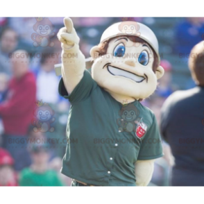 Blue Eyed Boy BIGGYMONKEY™ Mascot Costume With Pan On His Head