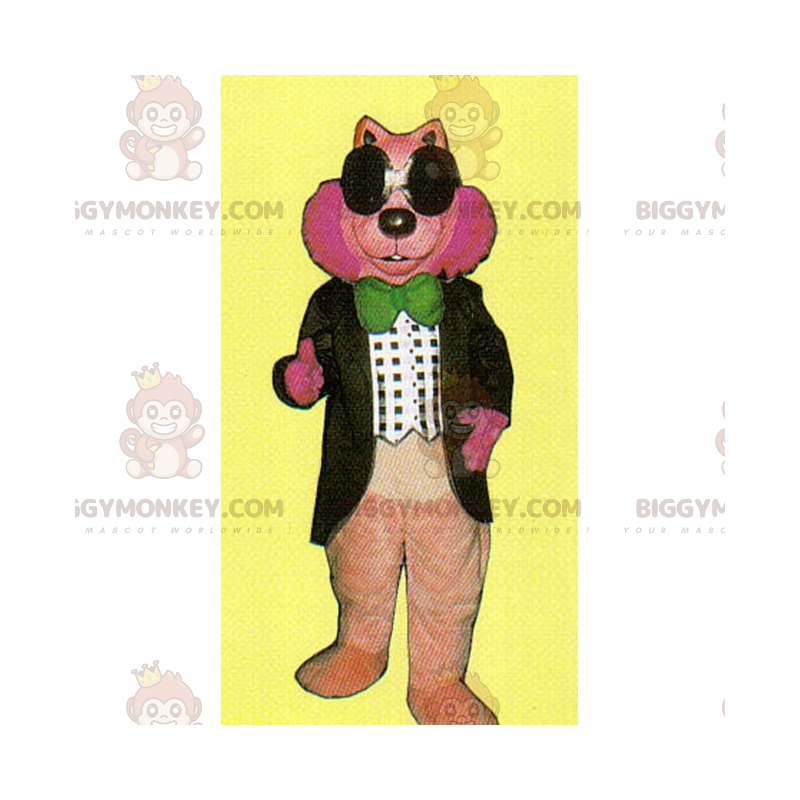 BIGGYMONKEY™ Pink Rodent Mascot Costume with Bow Tie -