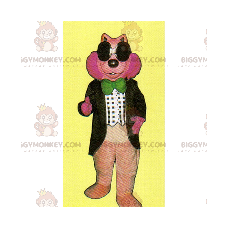 BIGGYMONKEY™ Rosa Nagetier-Maskottchen-Kostüm mit Fliege -