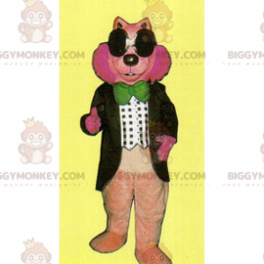 BIGGYMONKEY™ Pink Rodent Mascot Costume with Bow Tie –