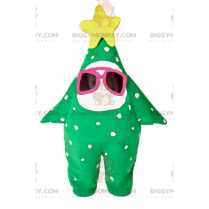 BIGGYMONKEY™ Christmas Tree Mascot Costume with Pink Sunglasses