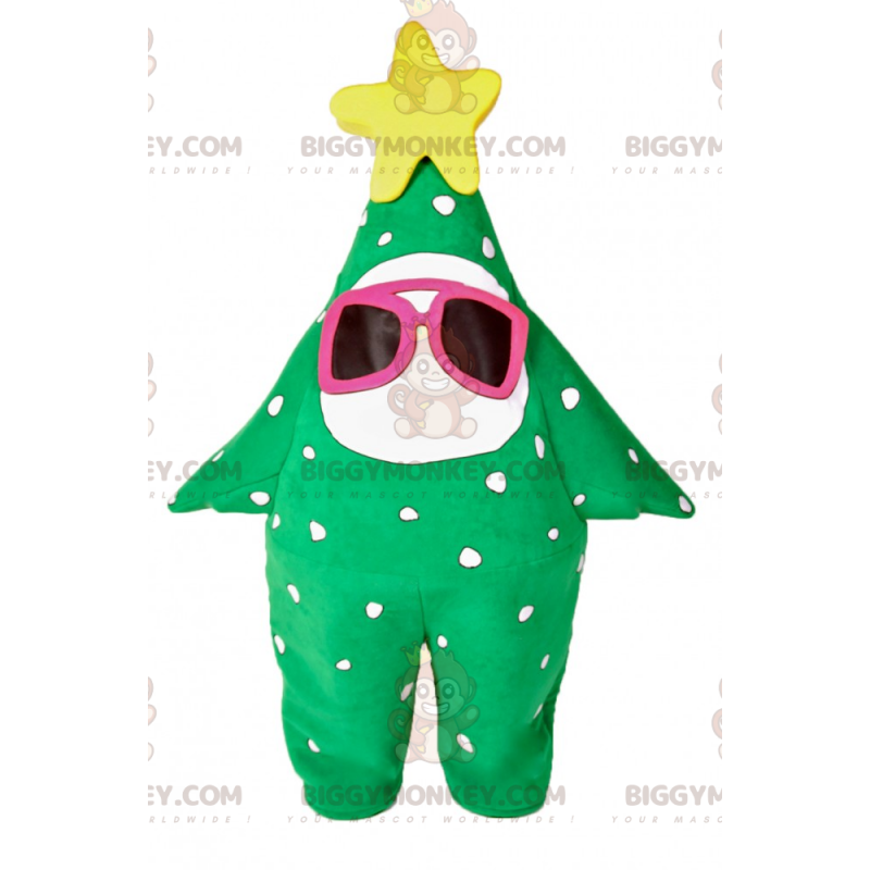 BIGGYMONKEY™ Christmas Tree Mascot Costume with Pink Sunglasses