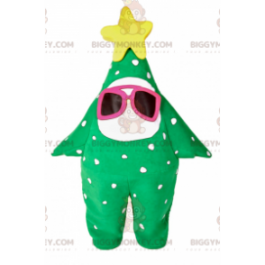 BIGGYMONKEY™ Christmas Tree Mascot Costume with Pink Sunglasses