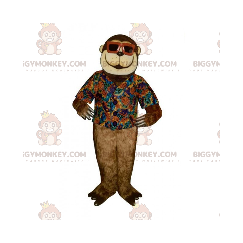 Costume de mascotte BIGGYMONKEY™ de singe avec lunettes de