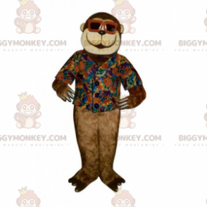 Costume de mascotte BIGGYMONKEY™ de singe avec lunettes de