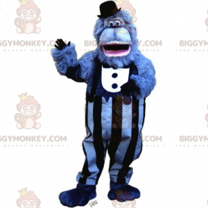 Kostým maskota Blue Monkey BIGGYMONKEY™ s oblekem a kloboukem –