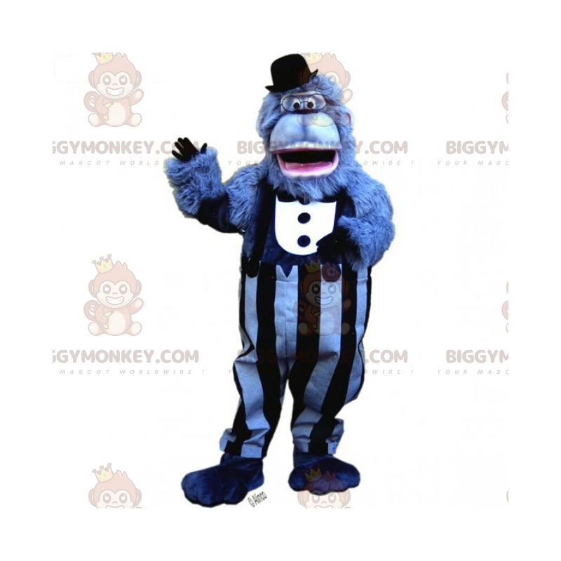 Kostým maskota Blue Monkey BIGGYMONKEY™ s oblekem a kloboukem –
