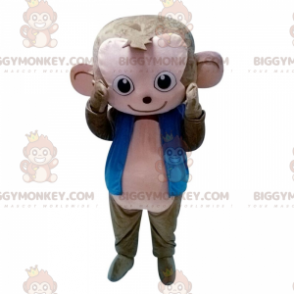Disfraz de mascota BIGGYMONKEY™ Mono gris y rosa con chaqueta