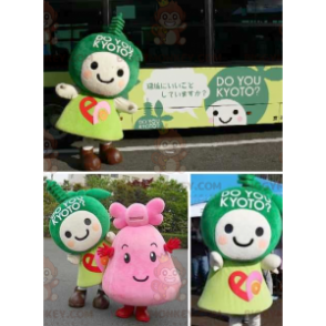 2 BIGGYMONKEY™s mascota de personajes de manga verde y rosa -