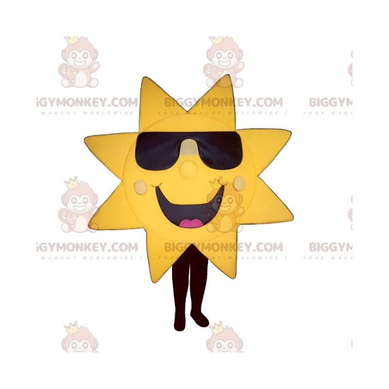 BIGGYMONKEY™ Mascot Costume Sun in Dark Glasses and Big Smile –