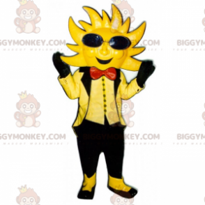 Sun BIGGYMONKEY™ Mascot Costume with Black Glasses and Bow Tie