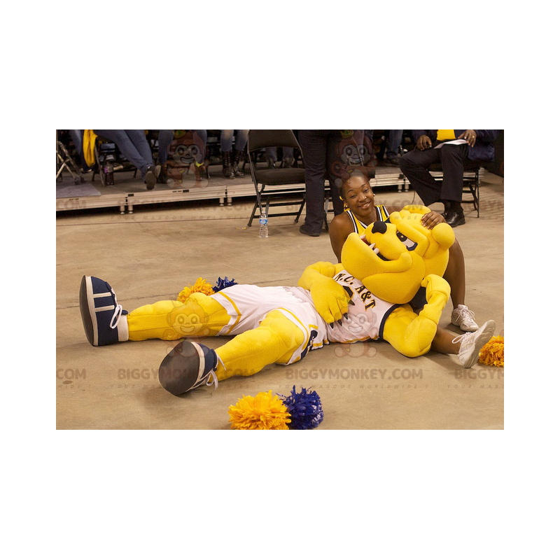 BIGGYMONKEY™ Maskottchen-Kostüm Gelber Bulldogge-Hund in