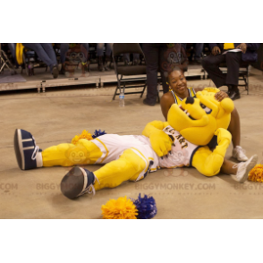 Costume de mascotte BIGGYMONKEY™ de chien de bulldog jaune en
