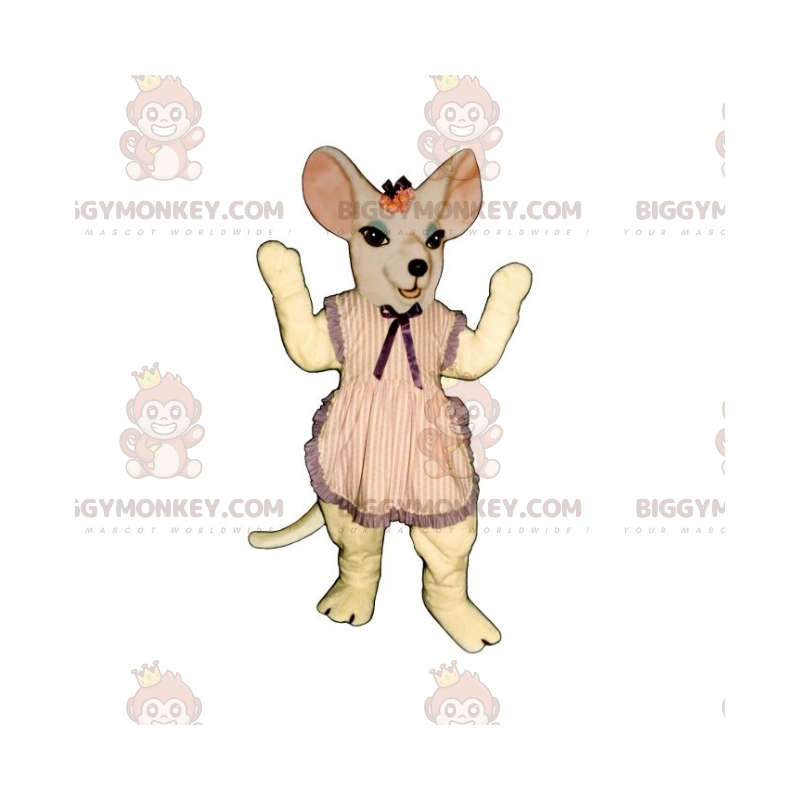 Costume da topo BIGGYMONKEY™ mascotte con grembiule a righe -