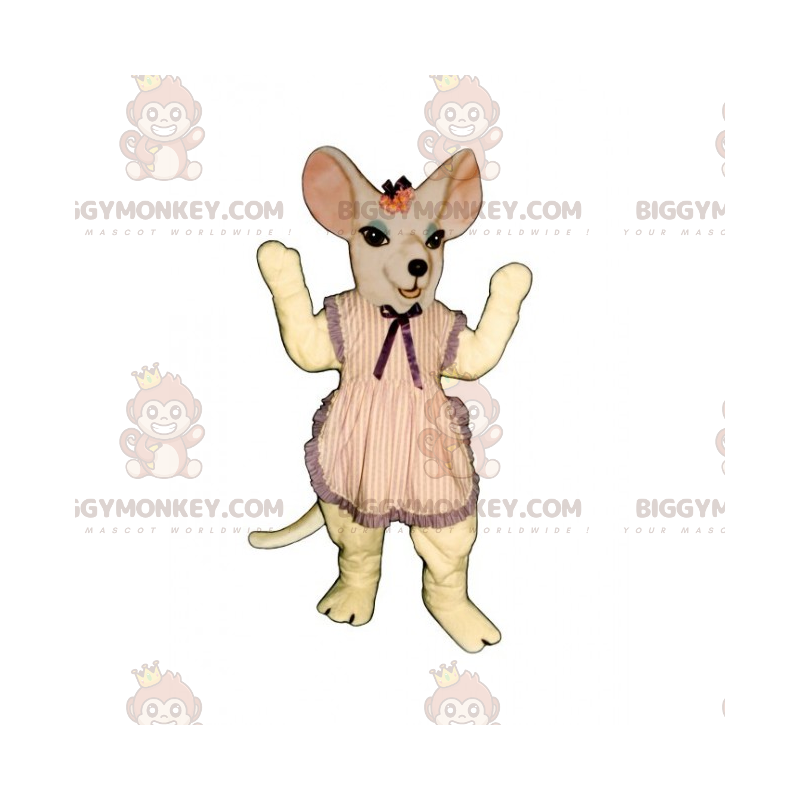 Kostým myška BIGGYMONKEY™ maskota s pruhovanou zástěrou –