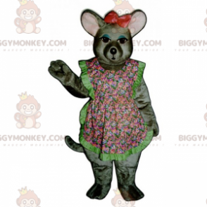 Kostium maskotki myszy BIGGYMONKEY™ z kwiatowym fartuchem i