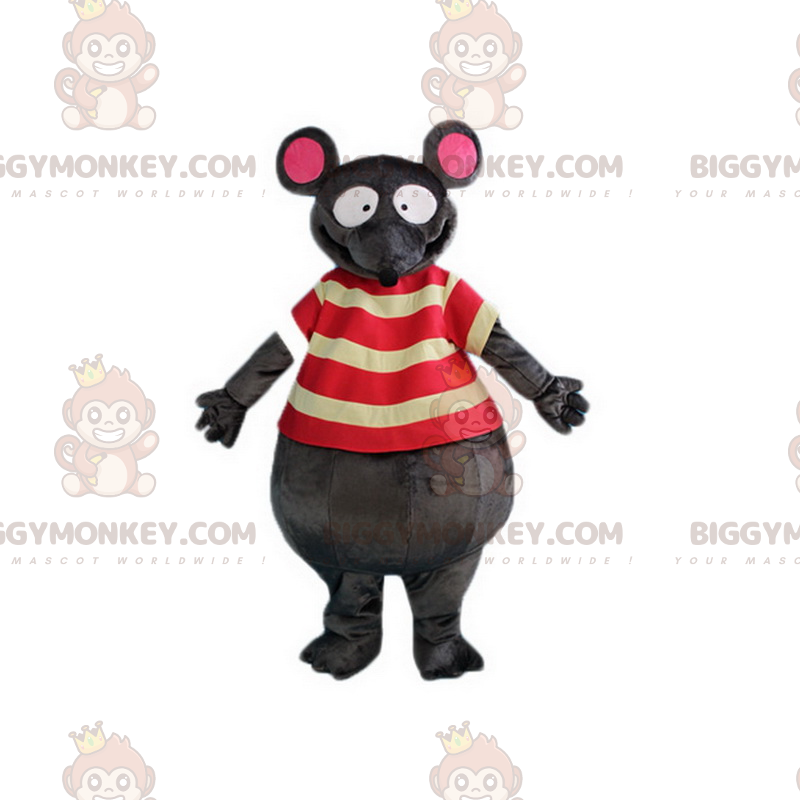 Disfraz de mascota de ratón BIGGYMONKEY™ con camiseta a rayas -