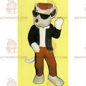 Vit mus BIGGYMONKEY™ maskotdräkt med basker - BiggyMonkey maskot