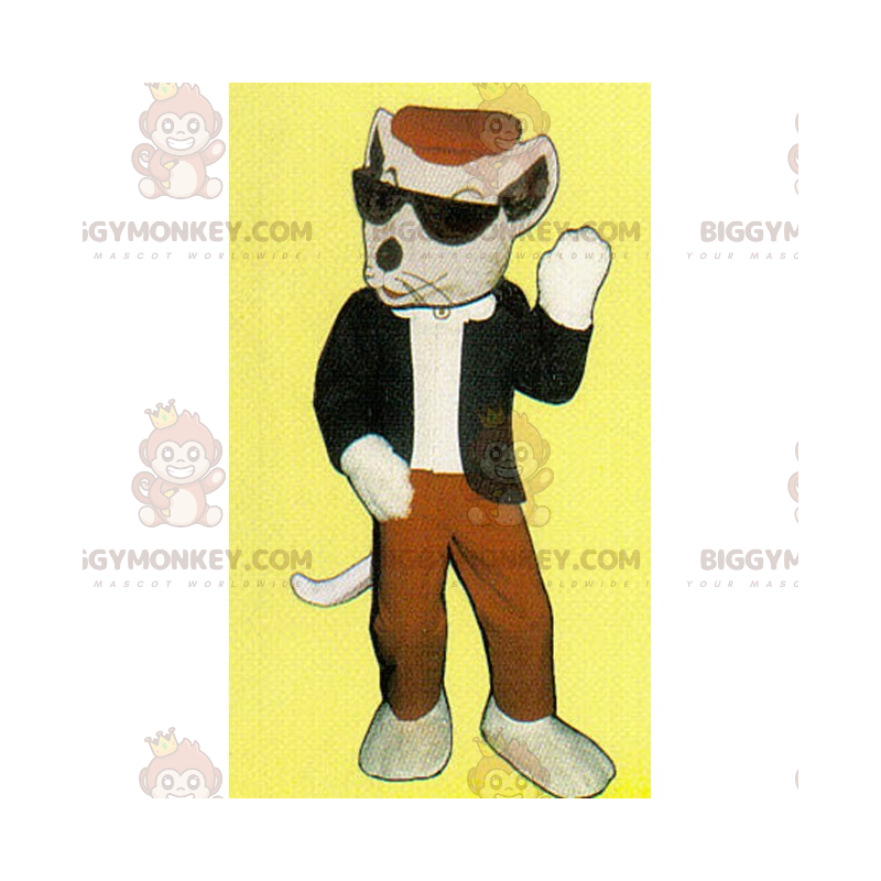 White Mouse BIGGYMONKEY™ Mascot Costume with Beret –