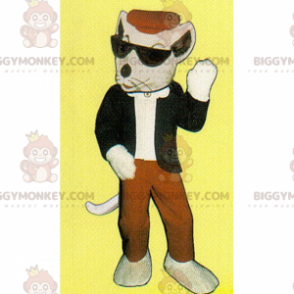 Traje de mascote de rato branco BIGGYMONKEY™ com boina –
