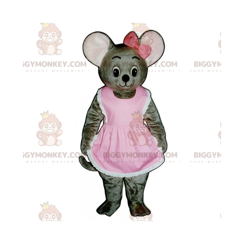 Traje de mascote Mouse BIGGYMONKEY™ em vestido e laço –