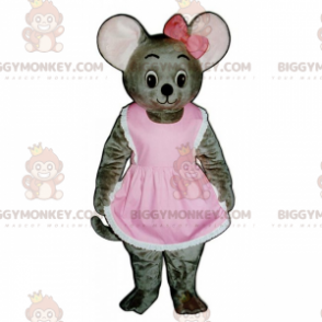 Traje de mascote Mouse BIGGYMONKEY™ em vestido e laço –