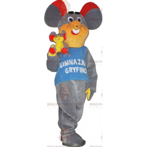 Costume de mascotte BIGGYMONKEY™ de souris grise et oreille