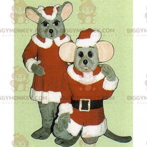 Costume de mascotte BIGGYMONKEY™ de souris père et mère noël -