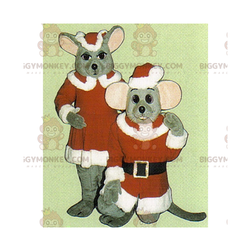 Costume de mascotte BIGGYMONKEY™ de souris père et mère noël -