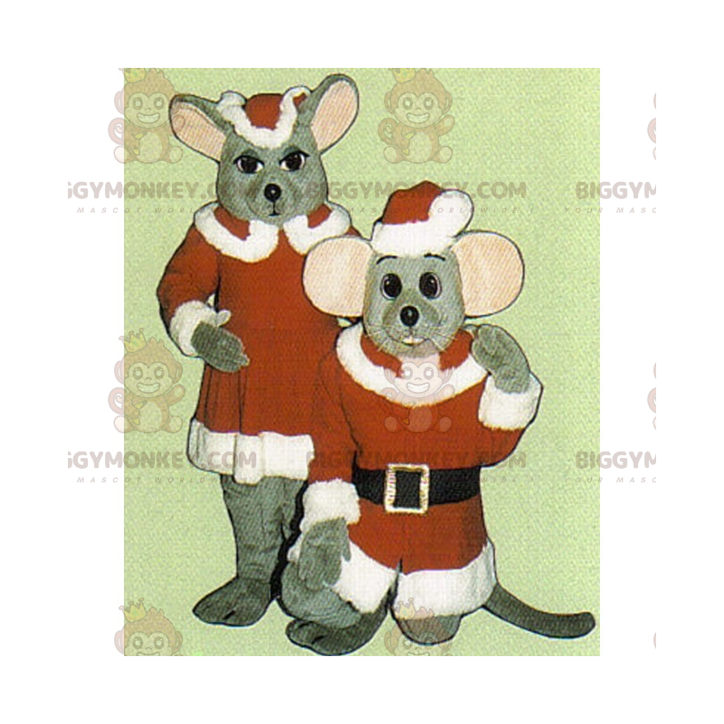 Maus Weihnachtsmann und Frau Claus BIGGYMONKEY™ Maskottchen