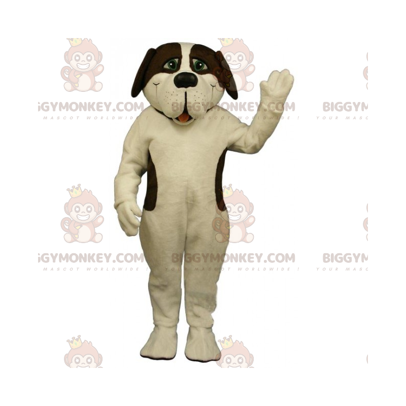 Traje de mascote BIGGYMONKEY™ de manchas brancas e marrons de