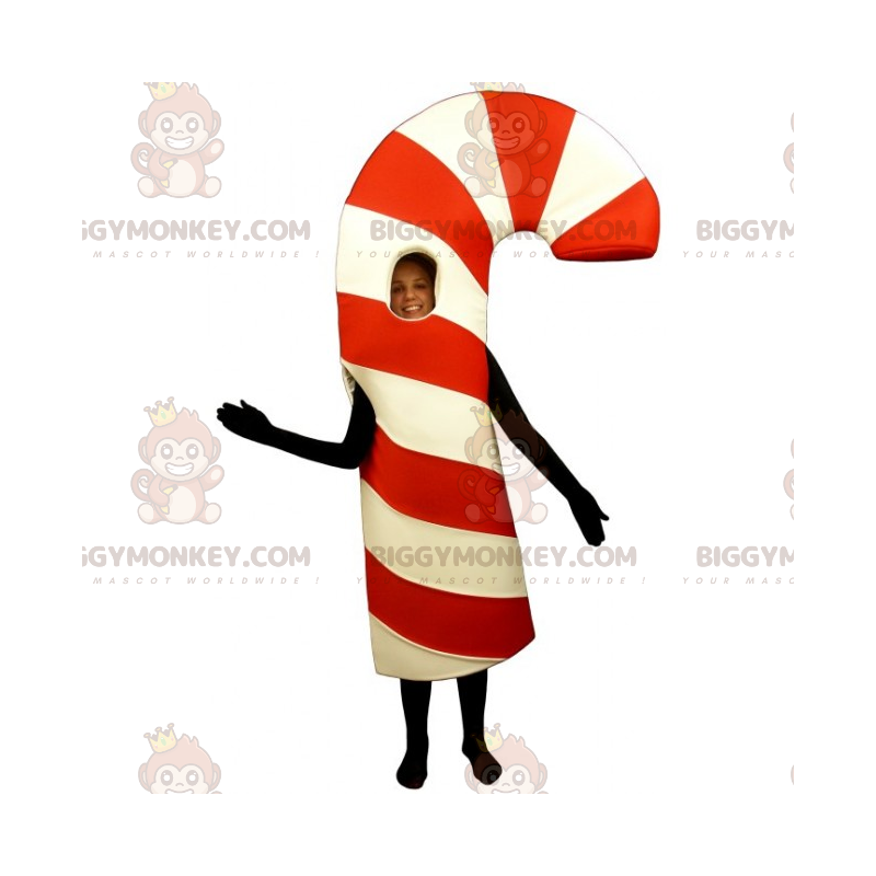 Disfraz de mascota BIGGYMONKEY™ de bastón de caramelo -