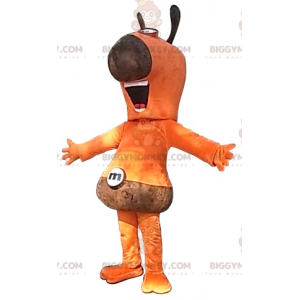 Fantasia de mascote de boneco de neve laranja e marrom