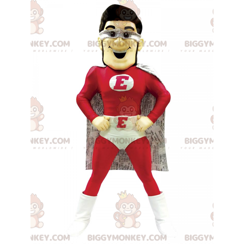 Superheld BIGGYMONKEY™ Maskottchen-Kostüm Rotes und weißes