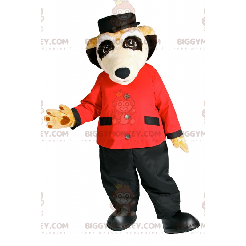 BIGGYMONKEY™ Meerkat Mascot Costume In Hotel Valet Outfit –