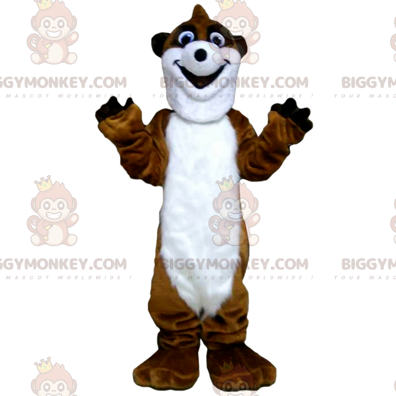 Bruin en wit stokstaartje BIGGYMONKEY™ mascottekostuum -