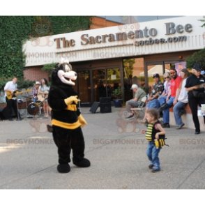 Niedliches schwarz-gelbes Biene BIGGYMONKEY™ Maskottchen-Kostüm