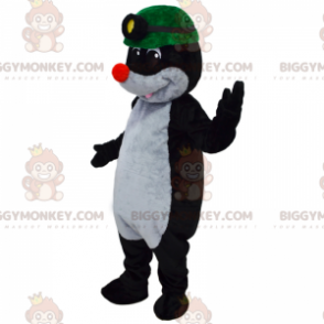 Mole BIGGYMONKEY™ Mascot Costume with Green Miner Helmet -