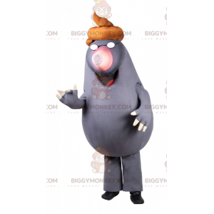 Mole BIGGYMONKEY™ mascottekostuum met bril en hoed -