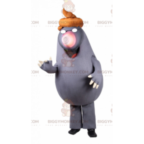 Mole BIGGYMONKEY™ mascottekostuum met bril en hoed -