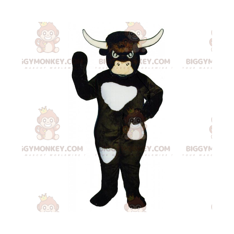 Weiß gefleckter Stier BIGGYMONKEY™ Maskottchen-Kostüm -