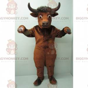 Bull BIGGYMONKEY™ mascottekostuum met zwarte hoorns -