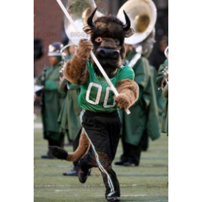 Στολή μασκότ BIGGYMONKEY™ Brown Buffalo Bull με αθλητικά ρούχα