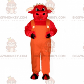 Red Bull In Overalls BIGGYMONKEY™ Mascot Costume –