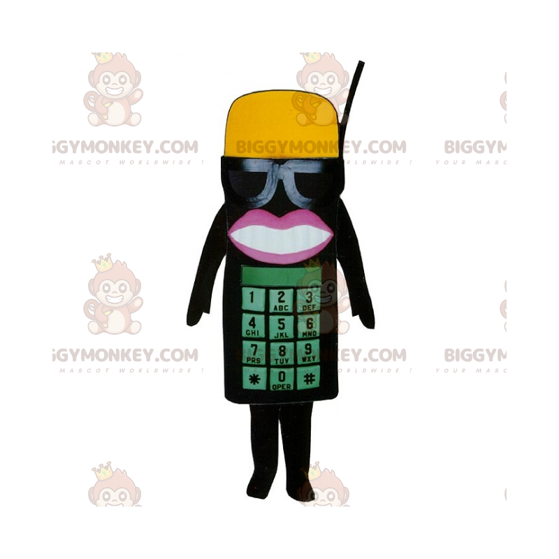 Costume de mascotte BIGGYMONKEY™ de téléphone avec lunettes et